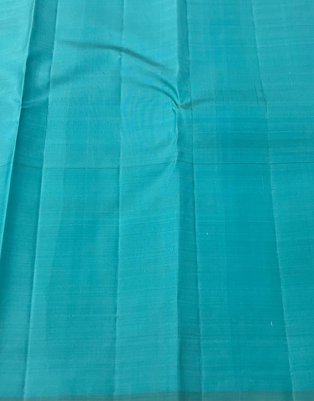 Classic Checker Green & Blue 2gm Zari Elegance Kanchipuram Handloom Silk Saree SS25237