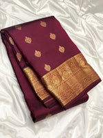 Load image into Gallery viewer, Classic Burgundy Maroon 1gm Zari Elegance Kanchipuram Handloom Silk Saree SS23474
