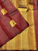 Load image into Gallery viewer, Classic Maroon 2gm Zari Kanchipuram Handloom Silk Saree SS25977
