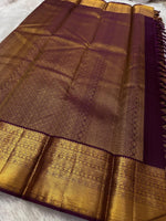 Load image into Gallery viewer, Classic Coffee Brown Bridal Elegance Kanchipuram Handloom Silk Saree SS23701
