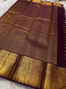 Classic Coffee Brown Bridal Elegance Kanchipuram Handloom Silk Saree SS23701