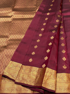 Classic Burgundy Maroon 1gm Zari Elegance Kanchipuram Handloom Silk Saree SS23474