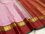 Load image into Gallery viewer, Classic Baby Pink &amp; Brown 1gm Silver Zari Checks Korvai Elegance Kanchipuram Handloom Silk Saree SS27560
