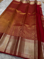 Load image into Gallery viewer, Classic Crimson Red Bridal Elegance Kanchipuram Handloom Silk Saree SS25910
