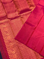 Load image into Gallery viewer, Classic Steel Blue &amp; Deep Pink 2gm Zari Elegance Kanchipuram Handloom Silk Saree SS25444
