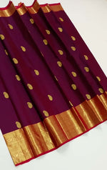 Load image into Gallery viewer, Classic Wine Red &amp; Chilli Red 2gm Zari Elegance Kanchipuram Handloom Silk Saree SS27627

