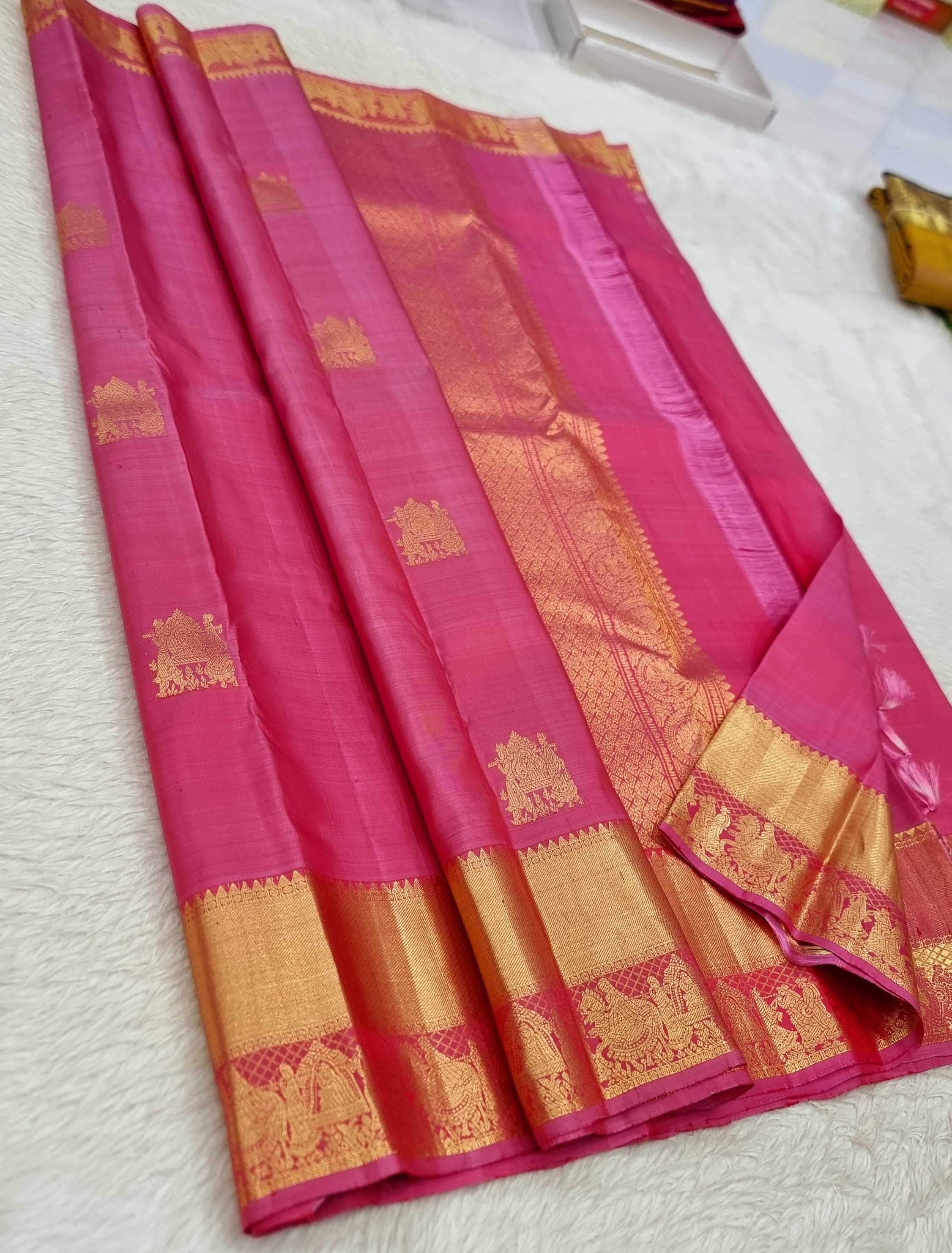Classic Pink 1gm Zari Kanchipuram Handloom Silk Saree SS25788