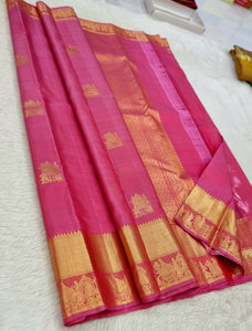 Classic Pink 1gm Zari Kanchipuram Handloom Silk Saree SS25788