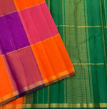 Load image into Gallery viewer, Classic Brick Orange Checker 1gm Zari Elegance Kanchipuram Handloom Silk Saree SS28324
