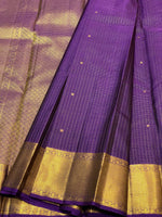 Load image into Gallery viewer, Classic Plum 2gm Zari Vaira Oosi Checks Elegance Kanchipuram Handloom Silk Saree SS24737
