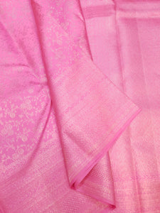 Classic Baby Pink 2gm Zari Turning Border Bridal Elegance Kanchipuram Handloom Silk Saree SS25681