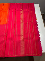Load image into Gallery viewer, Classic Orange &amp; Ruby Pink Red 3gm Zari Elegance Kanchipuram Handloom Silk Saree SS27132
