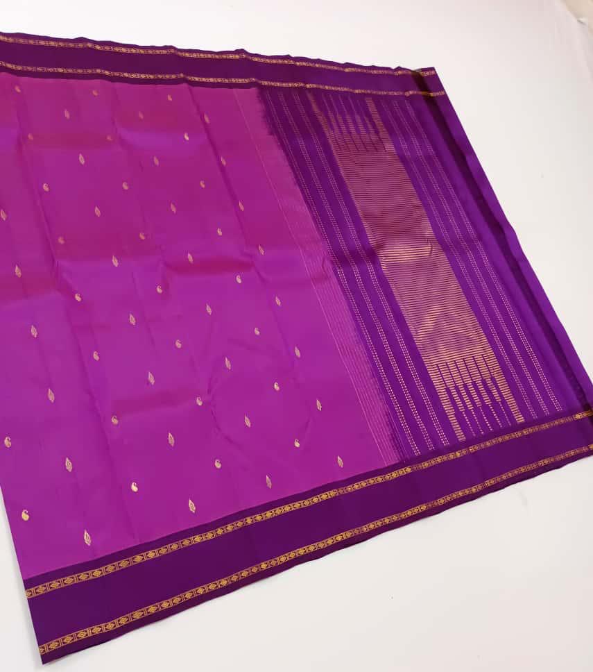 Classic Lavender & Purple 2gm Zari Rettai Kanchipuram Handloom Silk Saree SS26517