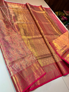 Classic Hot Pink Elegance Kanchipuram Tissue Handloom Silk Saree SS24505