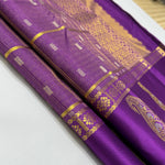 Load image into Gallery viewer, Classic Eminence Violet 1gm Zari Elegance Kanchipuram Handloom Silk Saree SS24184
