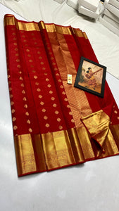 Classic Cherry Red Kanchipuram Handloom Silk Saree SS25882