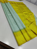 Load image into Gallery viewer, Classic Pastel Green &amp; Yellow 2gm Zari Korvai Elegance Kanchipuram Handloom Silk Saree SS24845
