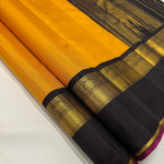 Load image into Gallery viewer, Classic Mango Yellow &amp; Black 2gm Zari Double Side Korvai Kanchipuram Handloom Silk Saree SS25934
