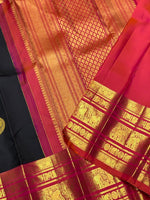 Load image into Gallery viewer, Classic Charcoal Black &amp; Brick Reddish Pink 2gm Zari Kanchipuram Handloom Silk Saree SS25825
