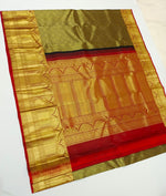 Load image into Gallery viewer, Classic Black &amp; Maroon Red 2gm Zari Elegance Kanchipuram Handloom Silk Saree SS24461
