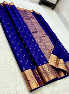 Classic Royal Blue Elegance Kanchipuram Silk Saree SS23815