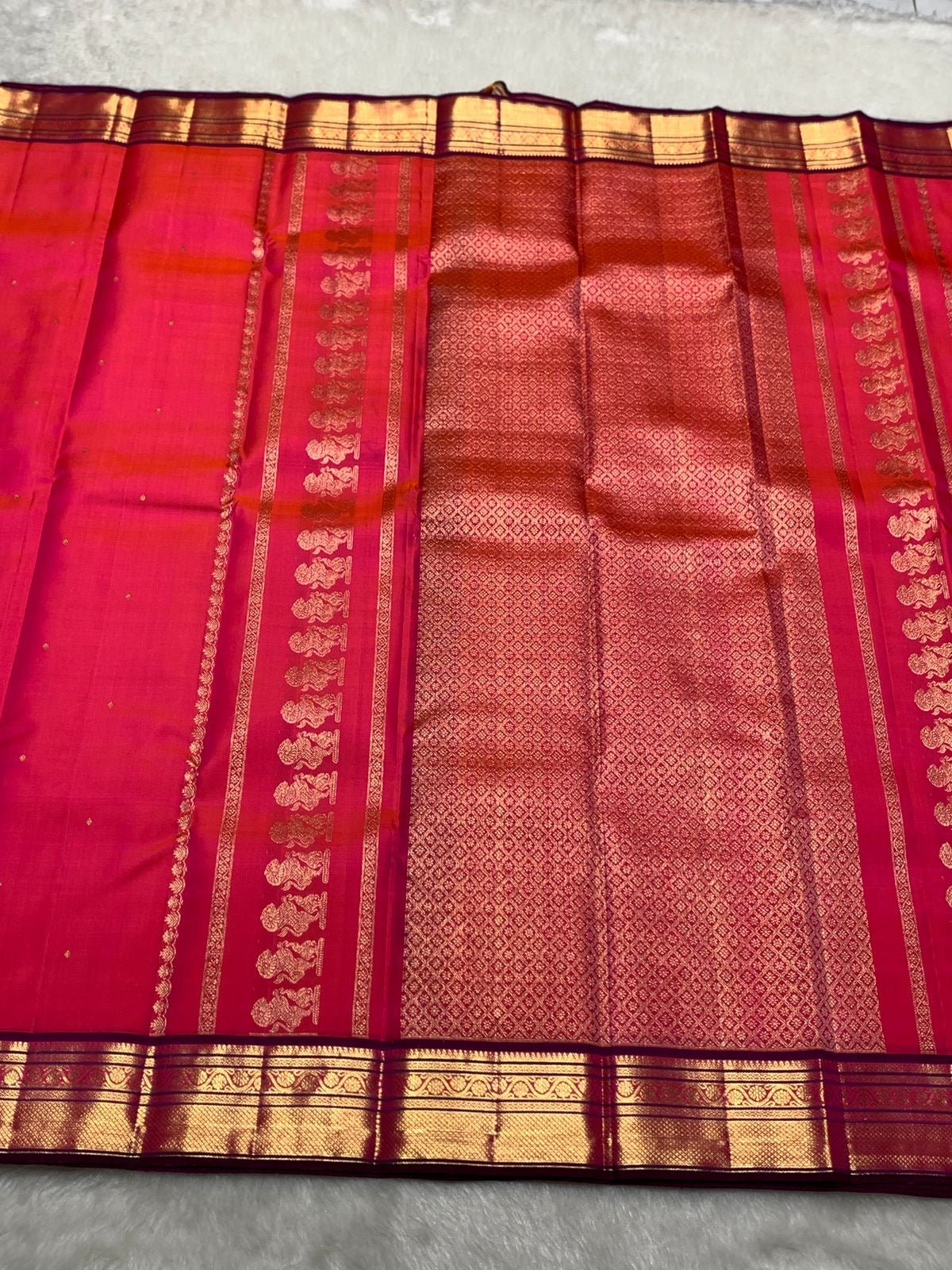 Classic Rose Pink & Purple 2gm Zari Kanchipuram Handloom Silk Saree SS26499