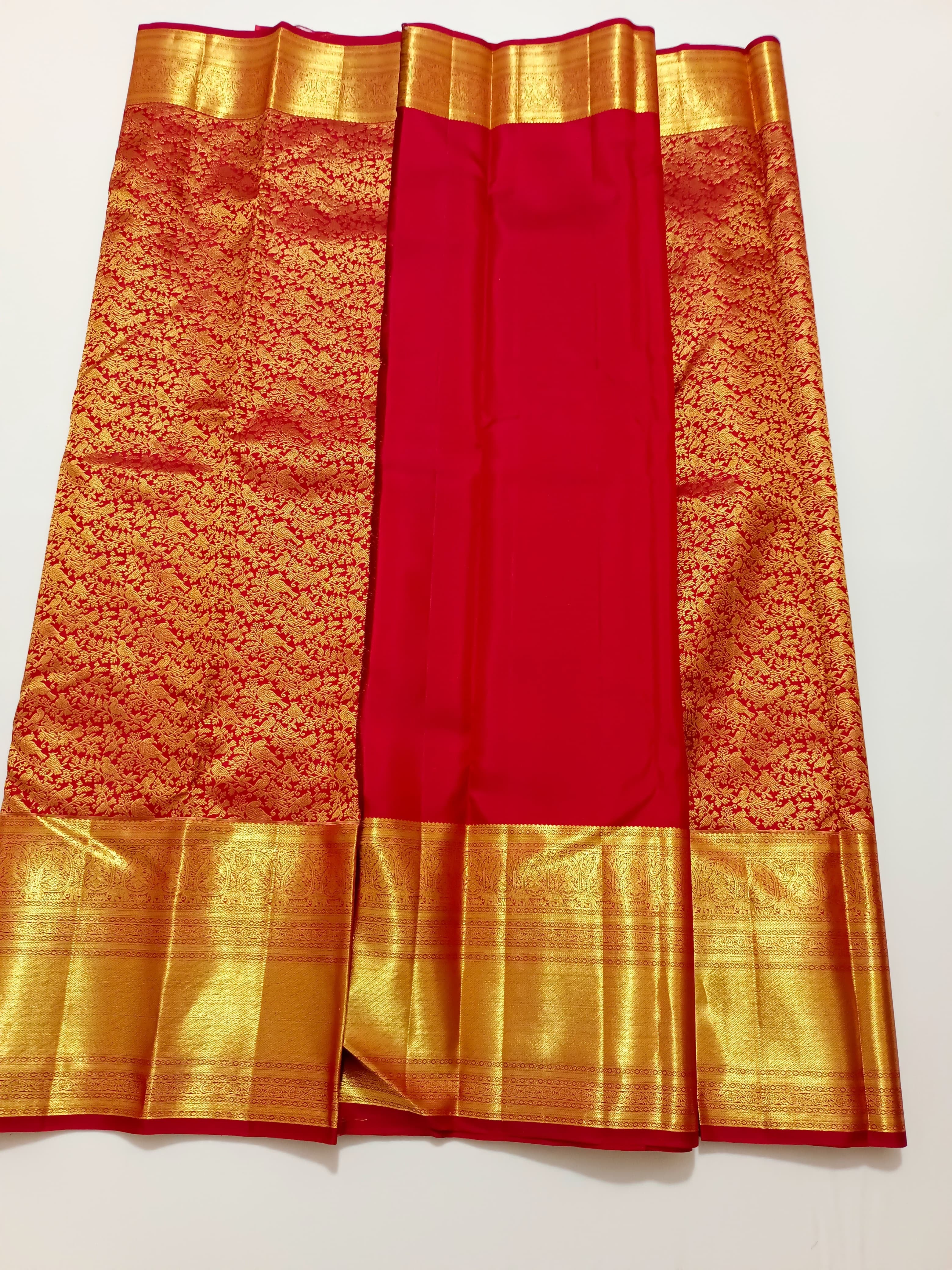 Classic Chilli Red Bridal Elegance Kanchipuram Handloom Silk Saree SS24186