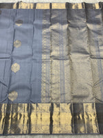 Load image into Gallery viewer, Classic Grey 2gm Zari Bridal Elegance Kanchipuram Handloom Silk Saree SS25984
