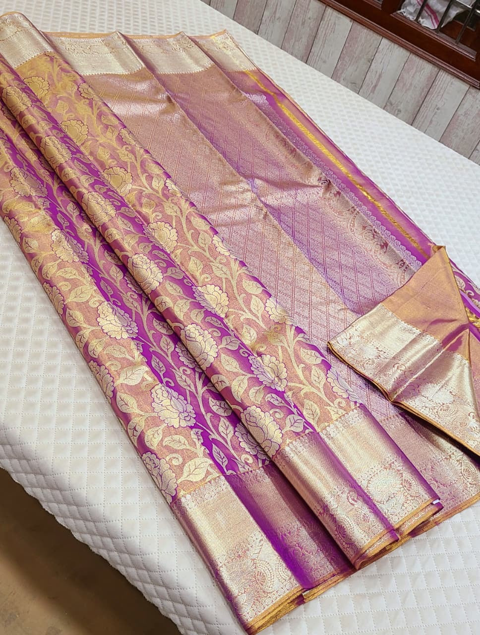 Classic Pastel Vadamalli 2gm Zari Bridal Tissue Elegance Kanchipuram Handloom Silk Saree SS26614
