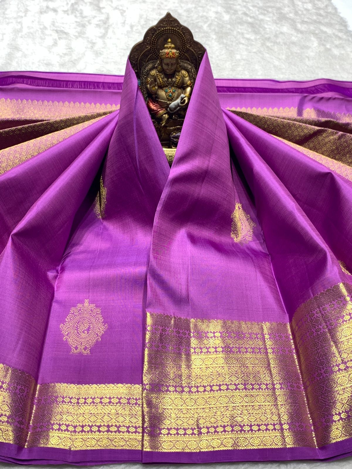 Classic Lavender Pink 2gm Zari Kanchipuram Handloom Silk Saree SS25573