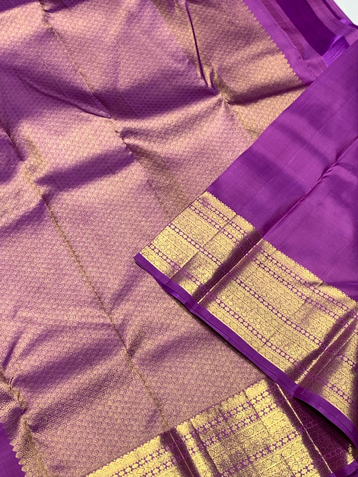 Classic Lavender Pink 2gm Zari Kanchipuram Handloom Silk Saree SS25573
