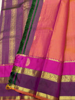 Load image into Gallery viewer, Classic Orange Rose &amp; Vadamalli 2gm Zari Oosi Checks Elegance Kanchipuram Handloom Silk Saree SS27640
