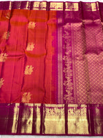 Load image into Gallery viewer, Classic Orange Pink &amp; Fuchsia Pink Elegance Kanchipuram Handloom Silk Saree SS25361
