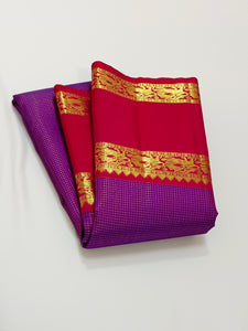 Classic Magenta & Rani Pink 2gm Zari Vaira Oosi Elegance Kanchipuram Handloom Silk Saree SS25335