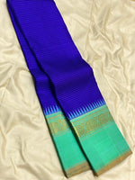 Load image into Gallery viewer, Classic Robin Blue &amp; Sea Green 2gm Zari Elegance Kanchipuram Handloom Silk Saree SS25306

