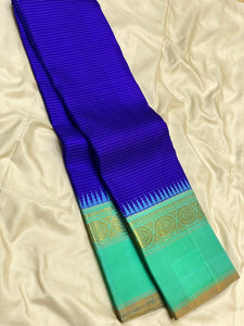 Classic Robin Blue & Sea Green 2gm Zari Elegance Kanchipuram Handloom Silk Saree SS25306