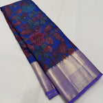 Load image into Gallery viewer, Classic Prussian Blue &amp; Lavender Elegance Kanchipuram Handloom Silk Saree SS23590
