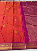 Load image into Gallery viewer, Classic Saffron Orange &amp; Fuchsia Pink 2gm Zari Elegance Kanchipuram Silk Saree SS23935
