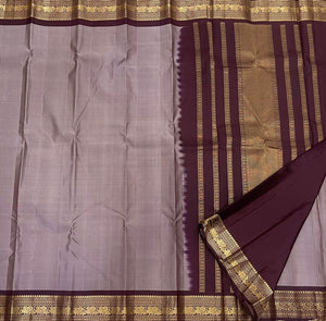 Pastel Cocoa & Dark Chocolate Elegance Kanchipuram Handloom Silk Saree SS24460