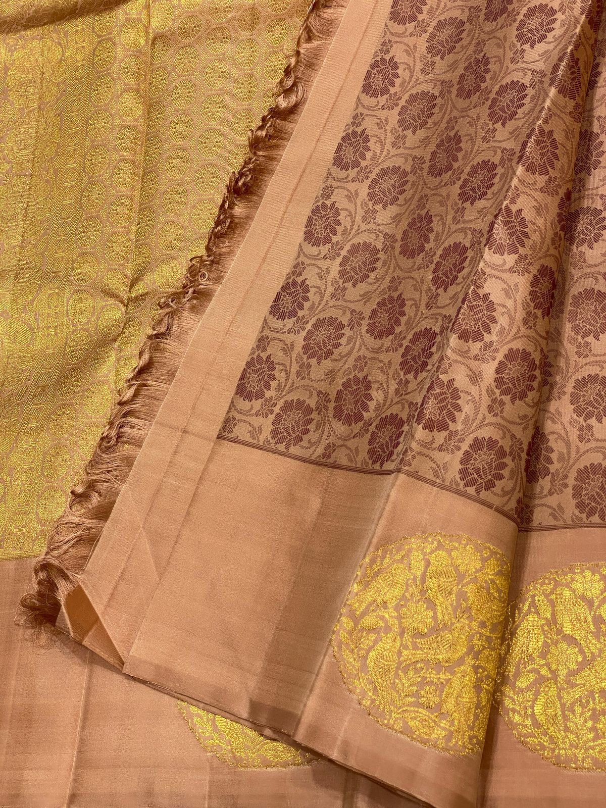 Classic Dusky Skin 2gm Zari Elegance Kanchipuram Handloom Silk Saree SS24693