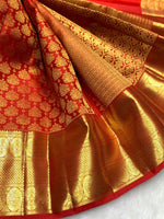Load image into Gallery viewer, Classic Deep Orange 2gm Zari Bridal Elegance Kanchipuram Handloom Silk Saree SS25449
