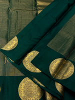 Load image into Gallery viewer, Classic Bottle Green Checks Elegance Kanchipuram Handloom Silk Saree SS27918

