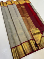 Load image into Gallery viewer, Classic Grey &amp; Maroon Elegance Kanchipuram Handloom Silk Saree SS24701
