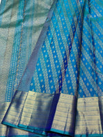 Load image into Gallery viewer, Classic Peacock Blue 2gm Zari Kanchipuram Handloom Silk Saree SS25615
