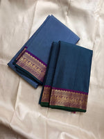 Load image into Gallery viewer, Classic Prussian Blue &amp; Fuchsia Pink Elegance Kanchipuram Handloom Silk Saree SS25400

