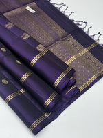 Load image into Gallery viewer, Classic Navy Blue Elegance Handloom Soft Silk Saree SS24483
