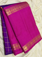 Load image into Gallery viewer, Classic Vadamalli &amp; Fuchsia Pink 2gm Zari Oosi Checks Elegance Kanchipuram Handloom Silk Saree SS28567
