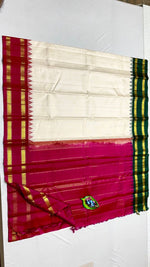 Load image into Gallery viewer, Classic Cream &amp; Pink Green Kanchipuram Handloom Silk Saree SS26264
