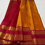 Load image into Gallery viewer, Classic Mango Yellow &amp; Crimson Red 2gm Zari Elegance Kanchipuram Handloom Silk Saree SS28232
