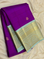 Load image into Gallery viewer, Classic Vadamalli &amp; Ice Blue 2gm Zari Elegance Kanchipuram Handloom Silk Saree SS28645
